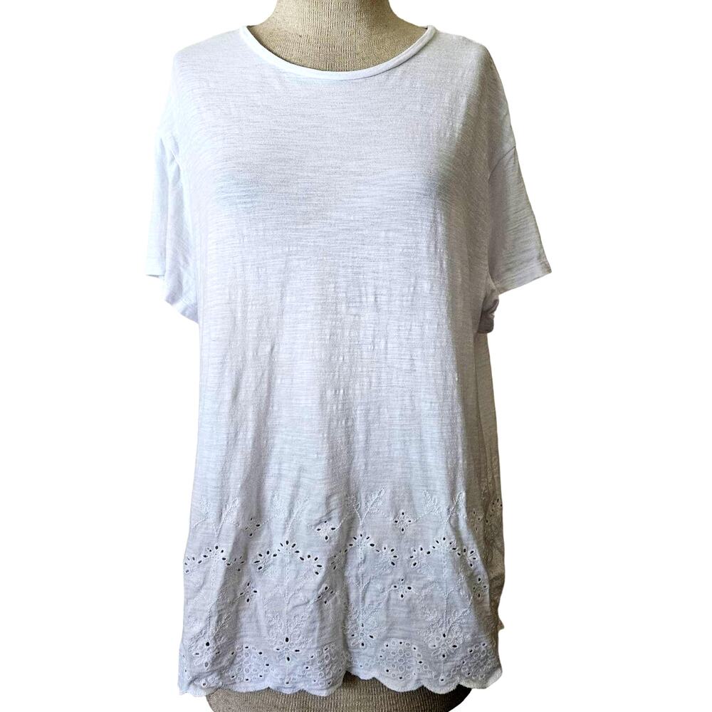 White Shirt with Eyelet Detail Size Large